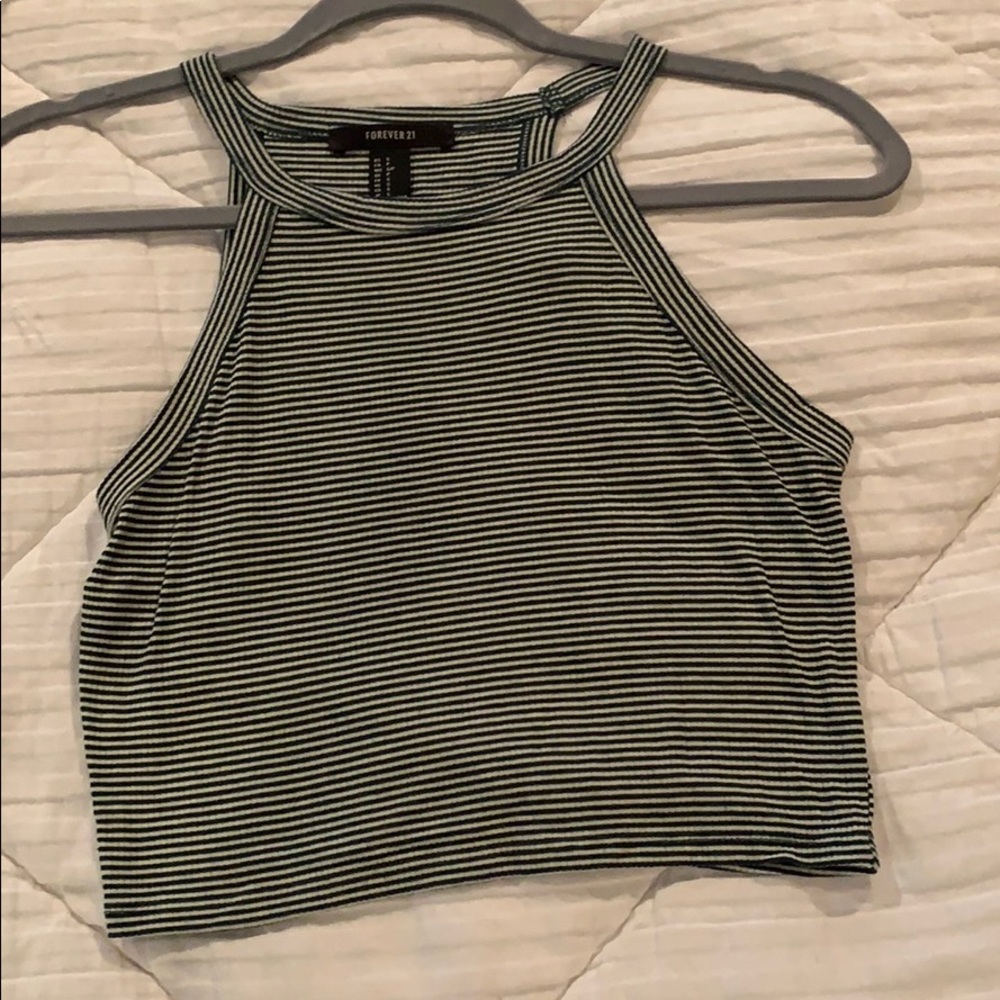 Forever 21 dark green and white striped top!